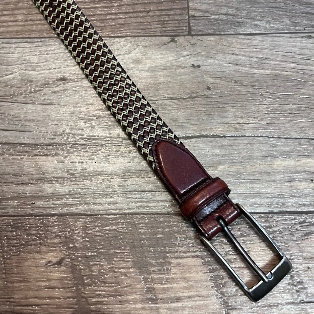 Brown Tan‎ Leather Bonded Cord Woven Braided Belt Leather Trim 40/100 11ZP0402
